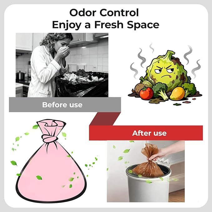 Odor Sealing Small Trash Bags Home & Food Use XS-220 Count Disposable Bags, Durable and Unscented (Color:Brown)