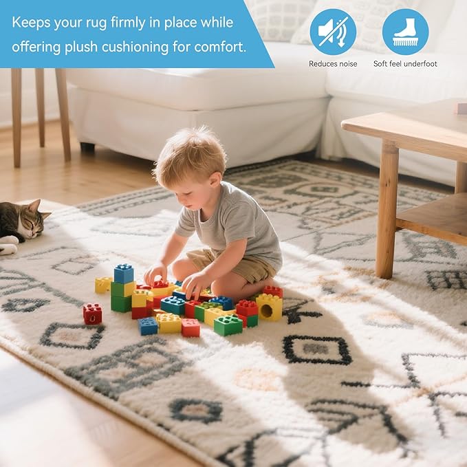 Warmstar 8x10 FT Non Slip Rug Pad,100% Waterproof Felt Rug Pad for Hardwood Floors,1/4” Thick Soft Carpet Pad with Natural Rubber Backing,Secure Grip & Floor Protection