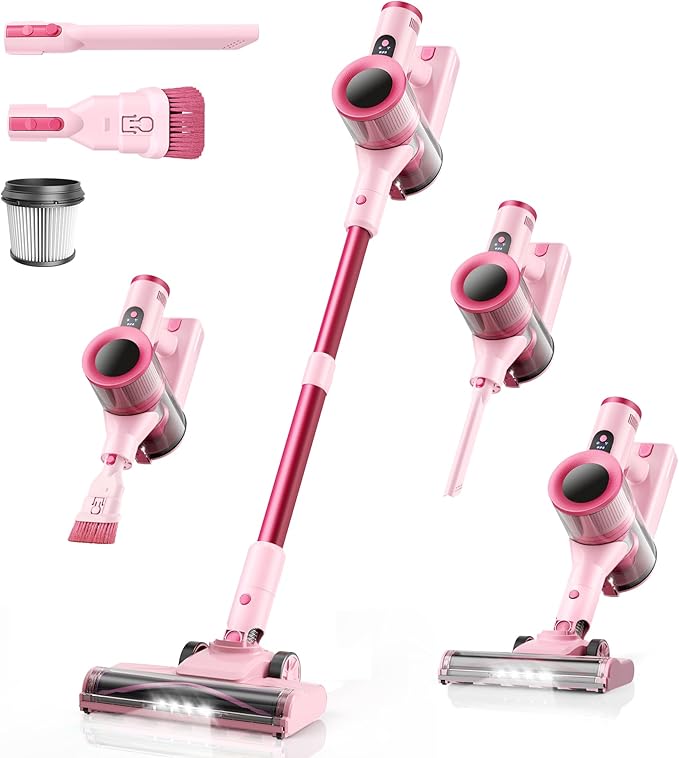 Dzaki Cordless Vacuum Cleaner, Stick Vacuum with Smart LED Display, 50KPA 55Mins Vacuum Cleaners for Home, Powerful Suction, Anti-Tangled Lightweight Rechargeable Vac for Pet Hair, Carpet, Hard Floor