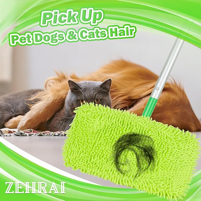 6Pcs Reusable Microfiber Mop Pads Compatible with Swiffer Sweeper Mop, Wet and Dry Flat mop Cover, Replacement Sweeping Mopping pad Refills for Surface/Hardwood Floor Cleaning
