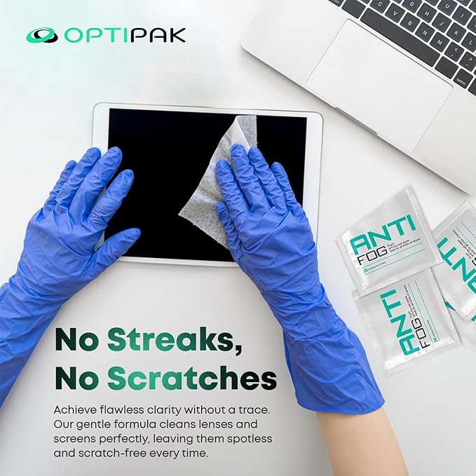 Opti-Pak Anti-Fog Pre-moistened Wipes for Glasses, Binoculars, Face Shields, Ski Masks or Swim Goggles - Prevents Fogging on Glass and Plastic Eyeglasses, Mirrors, Lenses and Windows (30pk 10 Count)