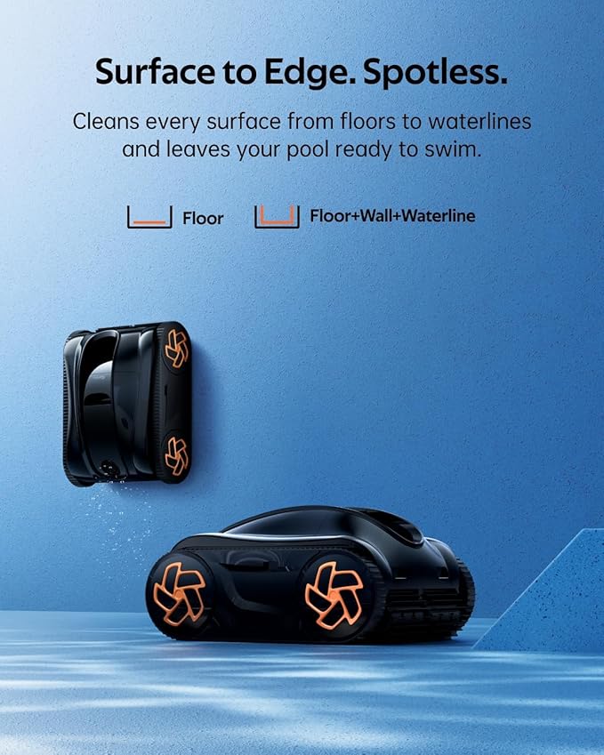 Pool Cleaner K40, 4H Runtime Cordless Robotic Pool Vacuum for Inground & Above Ground Pools, AI Timer, Smart Navigation, Self-Parking, App Support, Touchscreen, Cleans Floor, Wall & Waterline