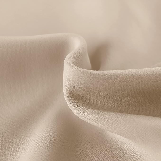 DWCN French Door Curtains – Rod Pocket Thermal Blackout Curtain for Doors with Glass Window, Kitchen and Patio Doors for Privacy, 25 X 40 Inches Long, 1 Curtain Panel with Tieback, Beige