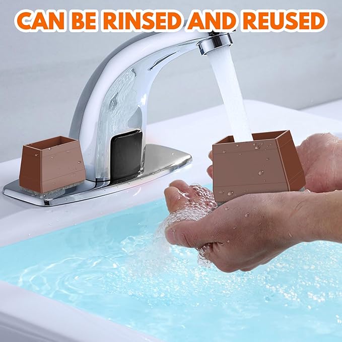 Rectangle Chair Leg Protectors for Hardwood Floors,16 PCS Silicone Covers to Protect Wood Tile Floors Felt Pads Furniture Leg Caps Reduce Noise. Easy to Move.(Brown,1.5 x 1.75 Inch,Rectangle)