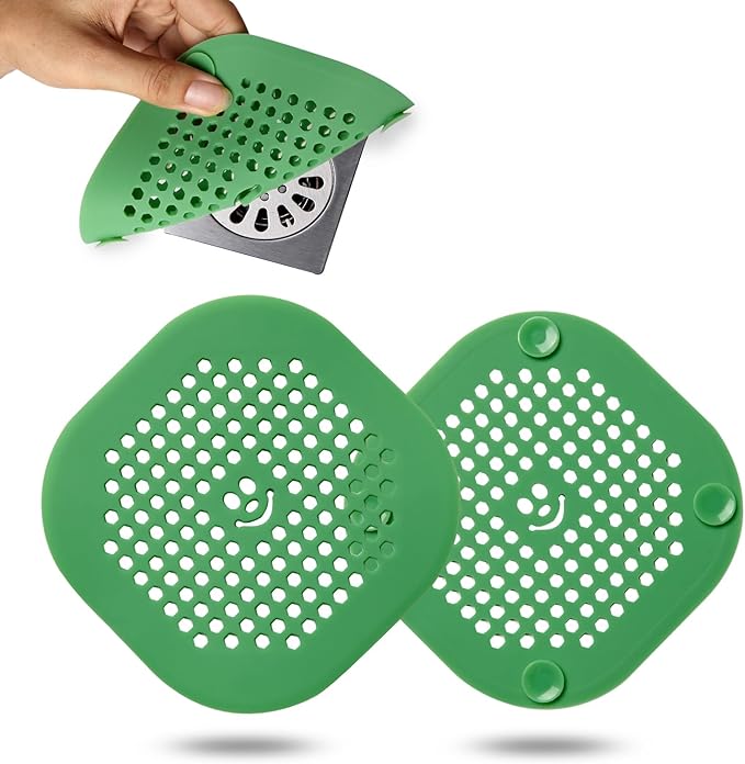 Drain Cover Hair Catcher Drain Plug Hair Stopper Drain Protector for Shower Bathroom Accessories Bathtub 2 Pack Xmas Green