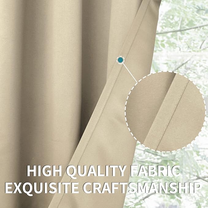 BGment Beige Room Darkening Curtains 84 Inches Length - Rod Pocket Thermal Insulated Blackout Curtain Drapes for Bedroom Living Room, 42 x 84 Inch, 2 Panels, Beige