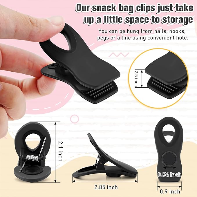 12 Pack Magnetic Chip Clips, Bread Clips Food Bag Clips for Food Packages, Kitchen Clips with Magnet for Fridge, Plastic Assorted Colors Bag Clips for Food Storage, Snack Bag and Chips Bag
