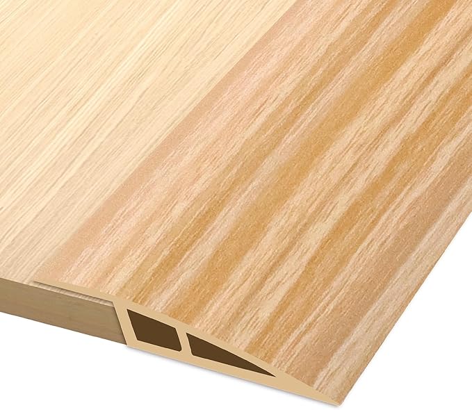 Vinyl Door Threshold Flooring Transition Strip Self Adhesive Carpet Edging Strip for Laminate Doorway Edge Threshold from 2/5" to 3/5" (Light Yellow Wood Grain, 10 Ft)