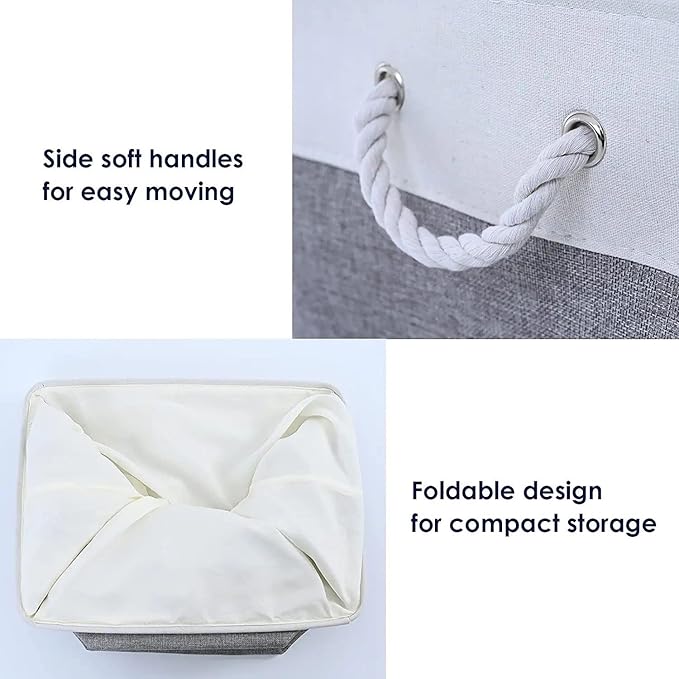 Fabric Storage Bins 12x8x5 inch [6-Pack] with Rope Handles - Decorative Baskets for Organizing
