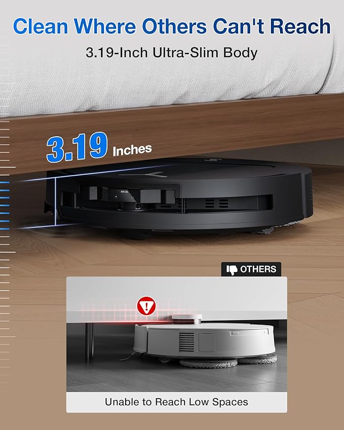 ECOVACS DEEBOT T50 PRO Omni Robot Vacuum and Mop, 3.19” Ultra-Slim, 15,000Pa Suction, ZeroTangle 2.0, TruEdge 2.0, AIVI 3D Obstacle Avoidance, Auto Mop Wash & Dry, Self-Emptying, Ideal for Pet Hair