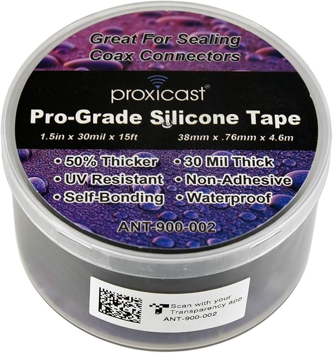 Proxicast Pro-Grade Extra Strong 30mil Weatherproof Self-Fusing Silicone Rubber Sealing Tape for Outdoor Antenna Coax & Electrical Cables, Hose/Pipe Leaks & Emergency Repairs (1.5" x 15' roll) - Red