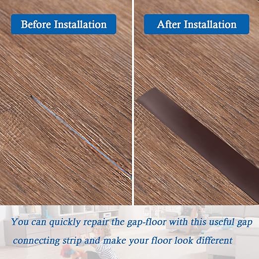 Floor Transition Strip Self Adhesive Floor Cover Strips Laminate 2" Wide Vinyl Flat Divider Transitions (5cm, 20Ft, Brown)
