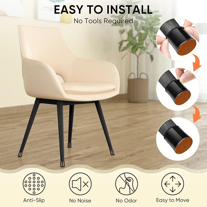 BALEINE 32 Pack Silicone Chair Leg Floor Protectors, Stool Leg Protectors Cap, Non-Slip Chair Leg Caps for Hardwood Floors (Black & Small, 32 Pack, XL)