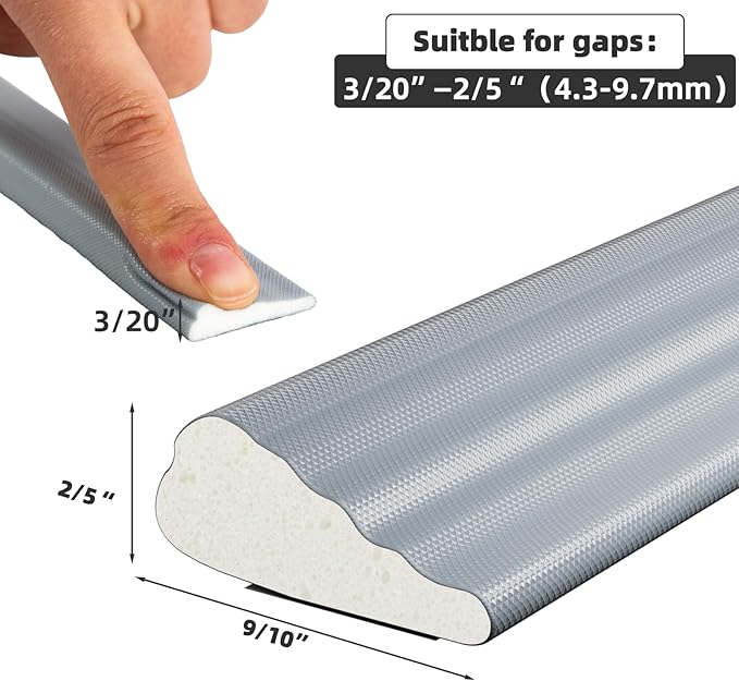 2 Pack*16.4 Ft Weather Stripping Seal Strip for Doors,Soundproofing Window Insulation Draft Stopper for Winter, Selfadhesive Foam Weather Strip for Door Frame,Door Gap Filler Noise Blocker(Gray)
