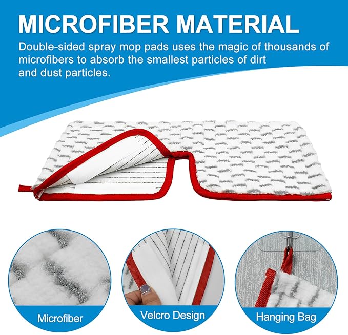 Microfiber Spray Mop Pads Compatible with Promist MAX Spray Mop, Mops Refills for Ocedar Replace Head Replacements, Double Sided Usable Pads for Dry Wet Floor Cleaning (4 Pack Grey)