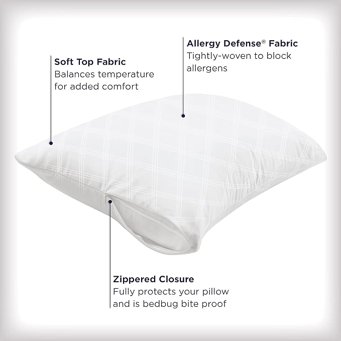 Set of 4 King AllerEase Pillow Protectors - Temperature Balancing, Allergist Recommended - Premium Breathable, Zippered Protectors