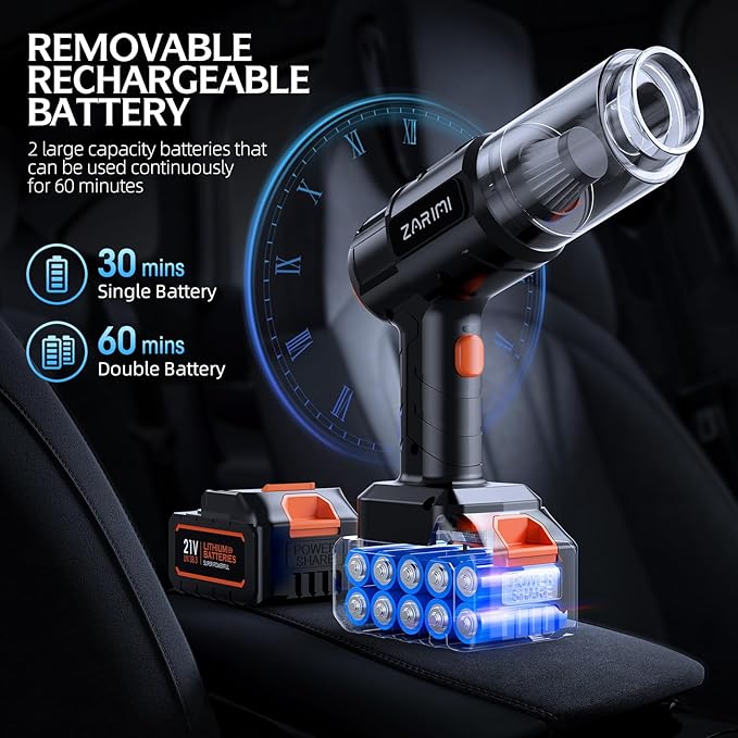 Car Vacuum Portable Cordless, 40,000Pa High Power Dust Buster, 6-in-1 Handheld Vacuum Cleaners for Home, Car, Pet Hair, Keyboard, Black