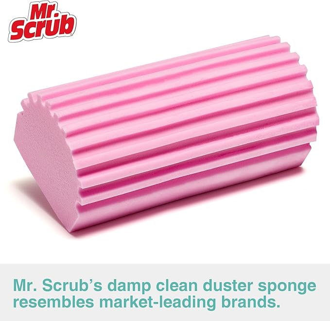 4 Pack Damp Dusting Sponge Duster, Dust Cleaning Sponge, Reusable Household Cleaning Sponge Tool for Blinds, floorboards, Fan Blades, Vents, Glass, Railings, Mirrors(Pink,Green,Yellow,Blue)