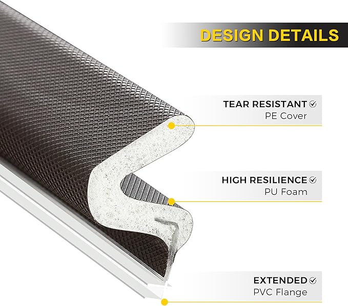 Weather Stripping Door Seal Strip Soundproof Q Foam Weather Stripping for Door Frame, Exterior Door Weather Stripping for Large Gap, Easy to Install（Brown, 21FT