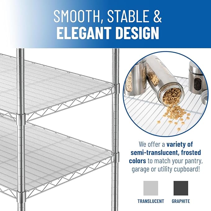 Shelf Liners for Wire Shelf System: Set of 5 in Clear: 12 x 22 inch: Plastic Wire Shelving Shelf Mats