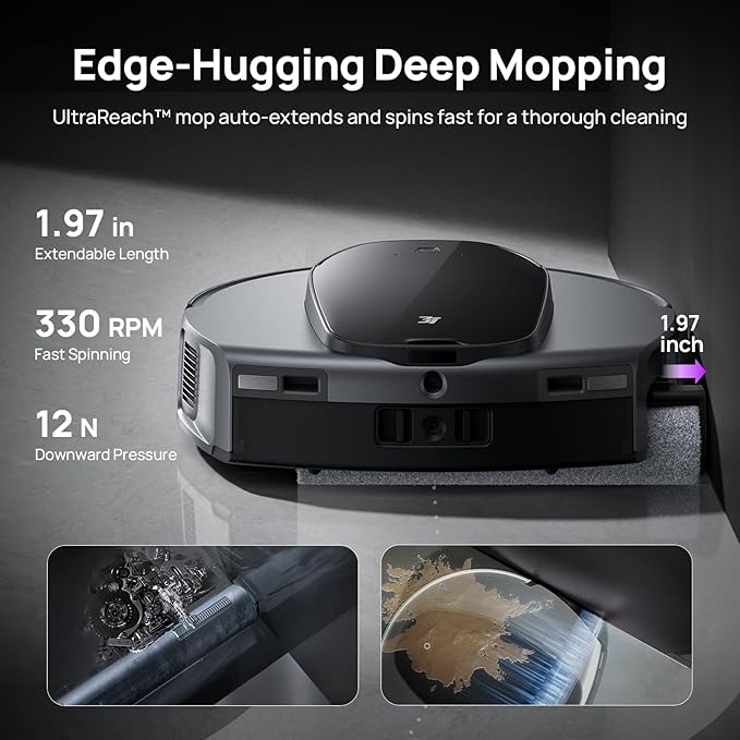 3i S10 Ultra Robot Vacuum and Mop with WaterRecycle System, 13000Pa Suction, Self-Cleaning Extendable Roller Mop, Auto Mop Washing & Drying, Self-Emptying & Refilling, Ai Obstacle Avoidance