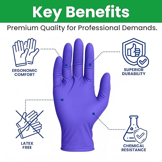 SafeWay Nitrile Disposable Gloves — Multi-Purpose Powder-Free, Non-Latex, Medical Use, and Textured Fingertips for Food Prep, Cleaning, Tattoo, Nursing, Lab, Examination, & More — (8000pcs, X-Large)