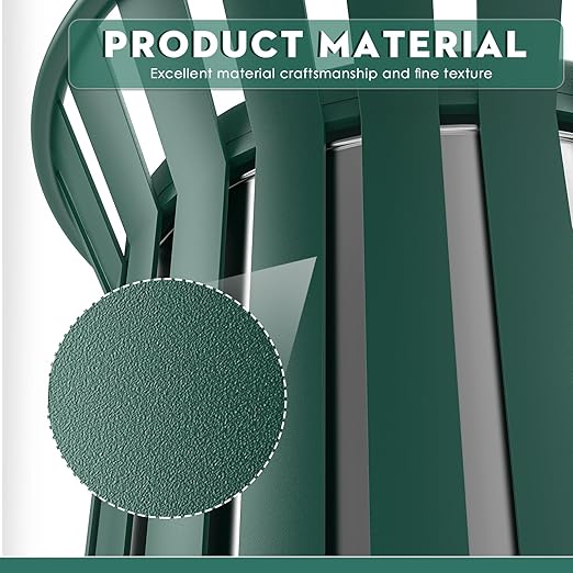 8Gallon Round Large Outdoor Trash Can, Heavy Duty Metal Slatted Garbage Can Outdoor, All Weather Resistant Commercial Garbage Cans, Waste Receptacle in Park, School, Beach, Patio (Green, Medium)