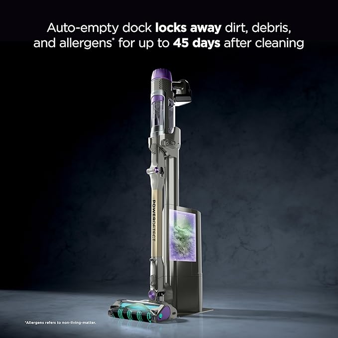 Shark Cordless Vacuum Cleaner with HEPA Filter, PowerDetect Clean & Empty, Powerful Suction, Auto-Empty System, Pet Hair Pickup, Carpets & Hardfloor, Dark Gray, IP3251