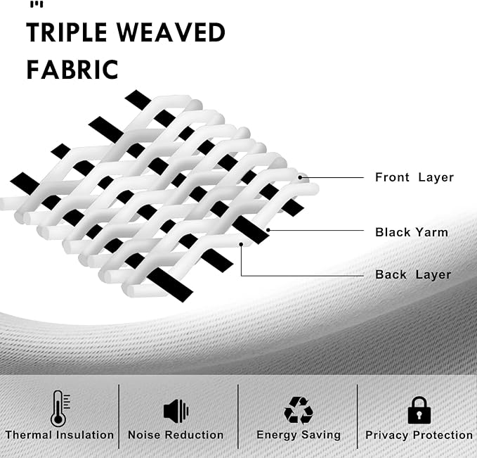 DWCN Blackout Curtains Thermal Insulated, Energy Saving & Noise Reducing Bedroom and Living Room Curtains, Ivory, W 38x L 45 Inch, Set of 2 Rod Pocket Curtain Panels