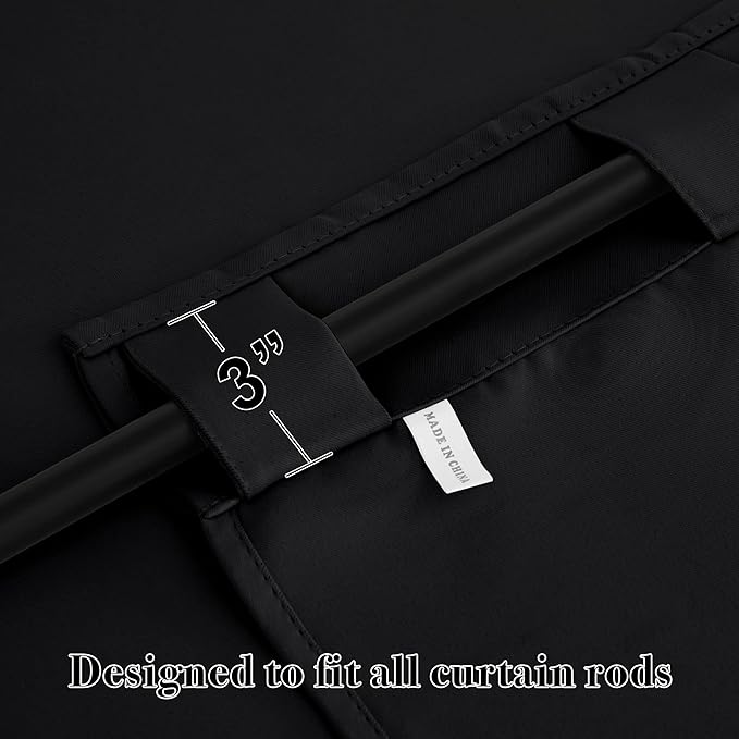 RYB HOME Small Window Curtains Blackout, Privacy Thermal Insulating Drapes for Bedroom Bathroom Basement Cafe Classroom Window Decor, W 34 x L 45 inches, Black, 2 Panels