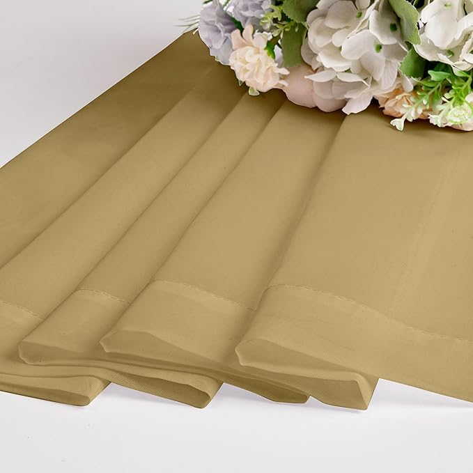 Chyhomenyc Sheer Valances for Windows 2 Pack, Small Window Curtains for Living Room Bathroom, Modern Top Dual Rod Pocket Voile Basement Curtains, 42W x 14L inches, Gold