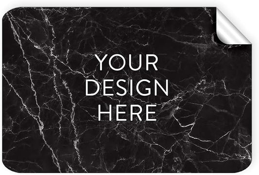 100 Custom Vinyl Stickers - Upload Your own Image, Text, Design, Logo - Personalized Logo Labels for Handmade, Packaging, Bottle, Jars, Candle, Brand Stickers (Black Marble, 4x2)