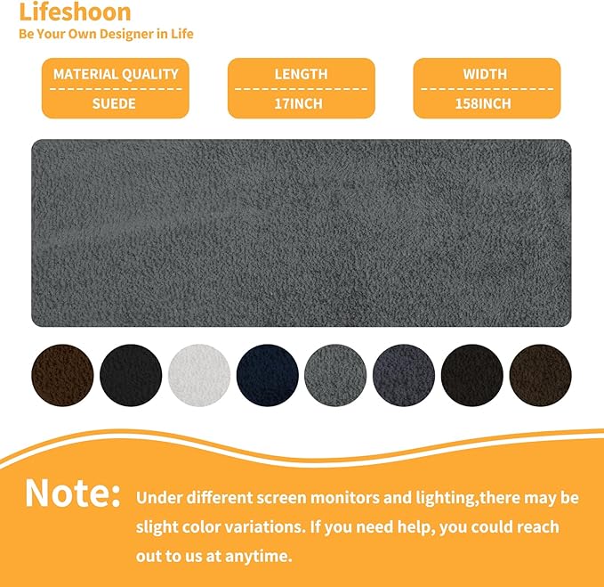Fabric Repair Patches, 17X158 Inch Self-Adhesive Suede Patches Tape Durable, DIY Large Fabric Repair for Sofa, Couches, Furniture, Chair, Clothing （17X158 Inch, Grey）