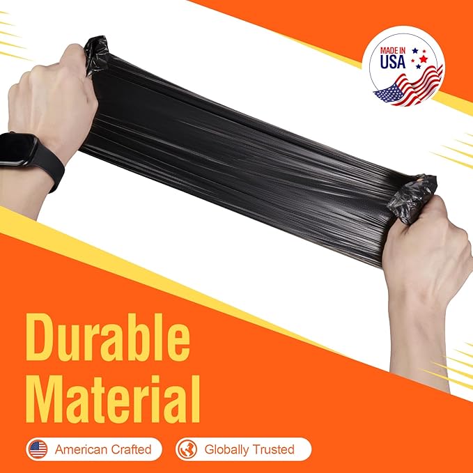 Delxo 55-60 Gallon Black Trash Bags, 100 Count – 0.9 Mil Medium Duty Garbage Bags, Thick, Durable & Puncture-Resistant Plastic, Perforated Design – Made in USA for Kitchen, Yard, Office & Party