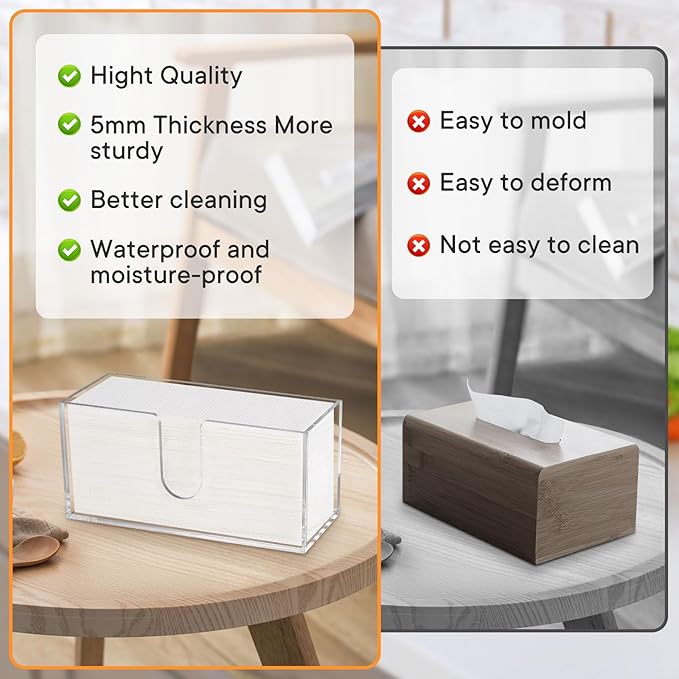 2Pcs Acrylic Paper Towel Dispenser, Paper Towel Holder Countertop Clear Multi Trifold Napkin Holder, Suitable for Z-fold, C-fold or MultiFold Paper Towels for Bathroom, Toilet, Kitchen