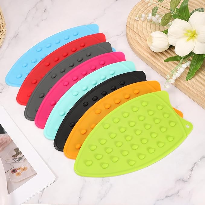 PATIKIL Silicone Iron Rest Pad, 2 Pcs Multipurpose Hot Heat Resistant Iron Rest Plate Protective Pad for Ironing Board Hot Resistant Steamer Steam Compact Mat, Lake Blue