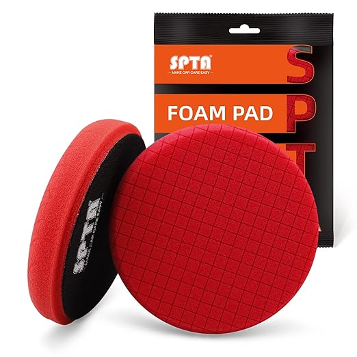 Red Finish Polishing Pads, Buffing Pads, SPTA 1Pcs 5.5 Inch Face for 5 Inch 125mm Backing Plate Compound Buffing Sponge Pads for Car Buffer Polisher Compounding, Polishing and Waxing-FPTSS5R