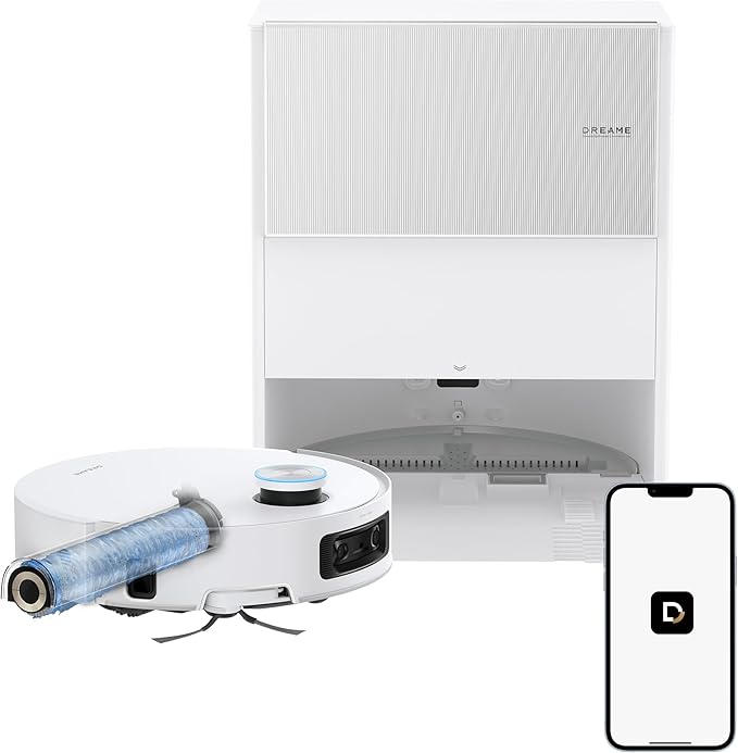 DREAME Aqua10 Ultra Roller Robot Vacuum and Mop & 30,000Pa Suction, Self-Cleaning Dock & Extending Roller Mop, Heat-Washes & Dries, Carpet Protection, AI Camera & LiDAR Avoidance Tech, Voice Control