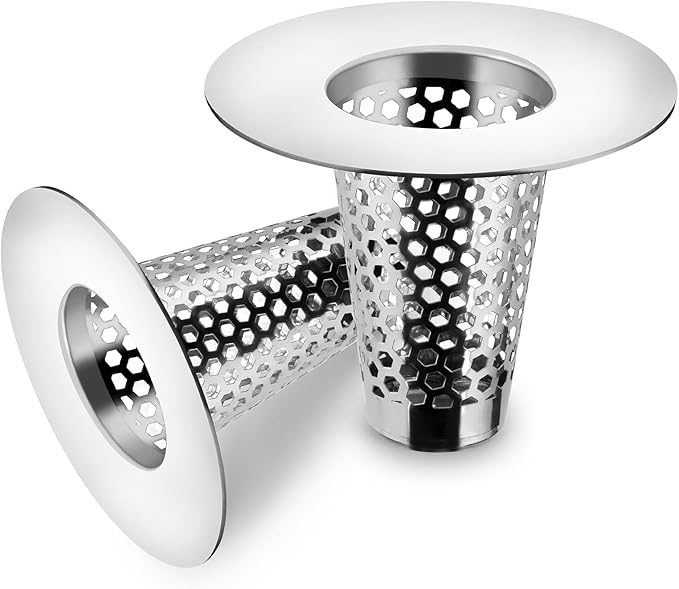 2PCS Bathroom Sink Drain Strainers, 1" Small Conical Premium Stainless Steel Porous Hair Catcher, Drainer Filter, Fit for 1.20"-1.60", Depth Than 1.60" Drain Hole