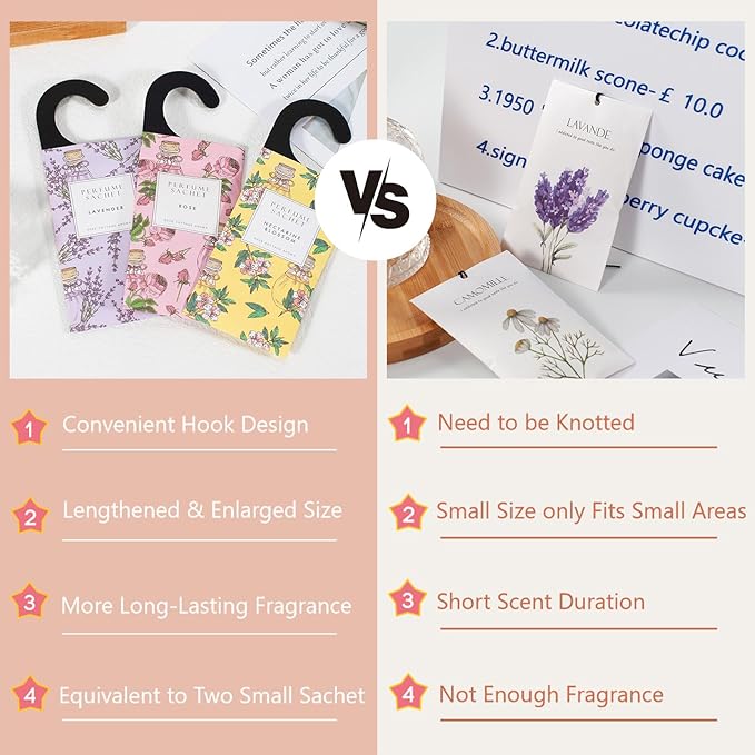 ROSE COTTAGE Large 12 Packs Baby Powder Hanging Closet Air Freshener Scented Sachets Long Lasting Smell Goods