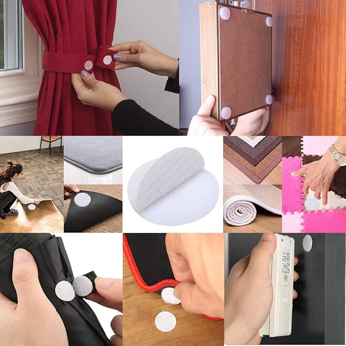 BRAVESHINE Hook and Loop Fasteners - 12 Sets Strong Adhesive Double Sided Wall Tape Sticky-Back Tapes for Craft Envelopes Bags - Industrial-Strength Mounting Fasteners- Round 1.5Inch, White Tapes