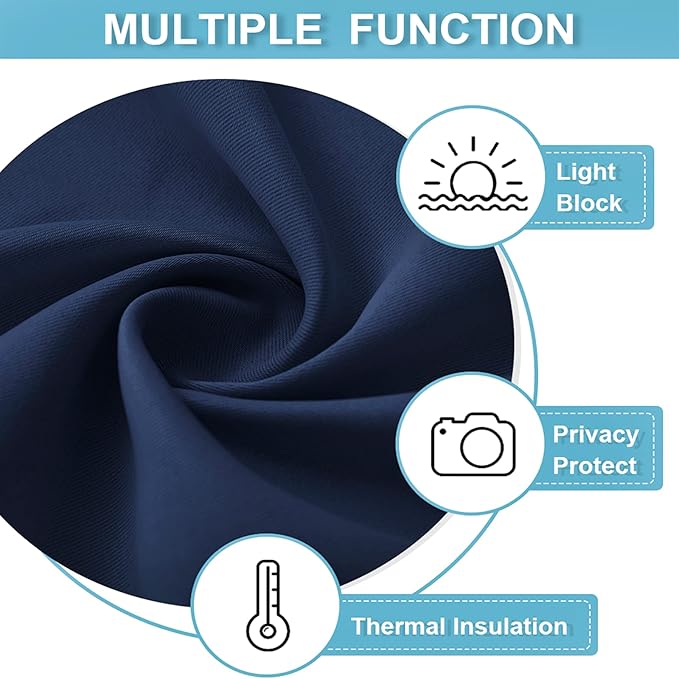 RYB HOME Navy Blue Blackout Curtains 84 inches Long - Country Curtains Window Decor Sunlight Shade Blind for Sliding Glass Door Family Room Living Room Cabin, 42 inches Wide x 84-inches Long, 2 Pcs