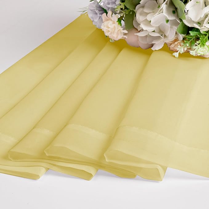 Chyhomenyc Sheer Yellow Curtains 90 inches Long 2 Panels, Light Filtering Soft Airy Solid Elegant Voile Window Treatment Drapes for Bedroom Living Room Wedding Party Decor, 42 Wx90 L Inches