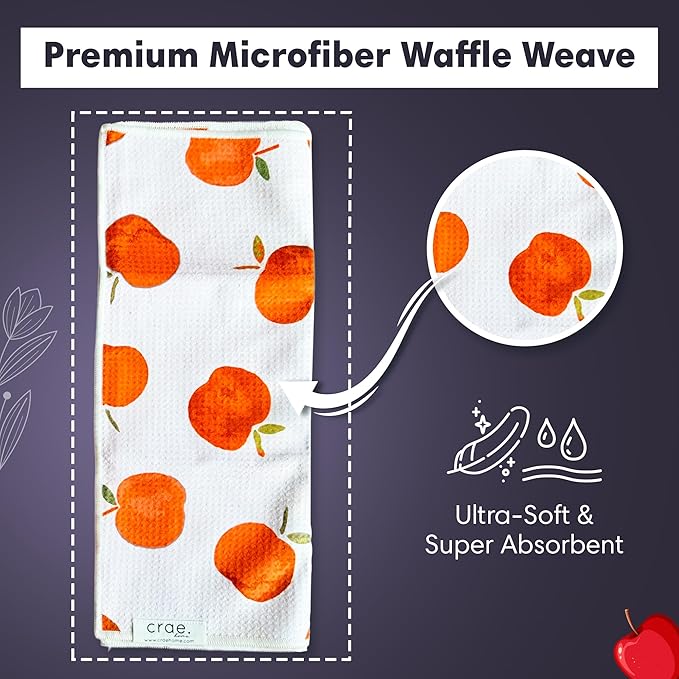 2 Double Sided Microfiber Hand Towels, 17x27 Inches Waffle Design Kitchen Towels Set, Durable & Soft Fast Drying Hand Wash Cloth and Dishcloth for Everyday Use at Home (Jonny & Gather- Blue/Multi)