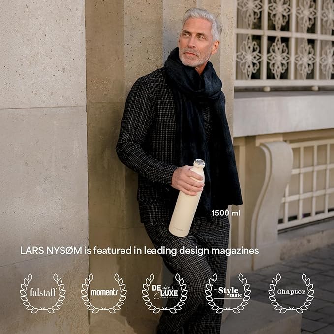 LARS NYSØM Stainless Steel Insulated Water Bottle 12oz 17oz 25oz 34oz 51oz | Insulated Thermo Flask for Hot and Cold Beverages | Leakproof Drinking Bottle (Olive Green, 33.9 oz)