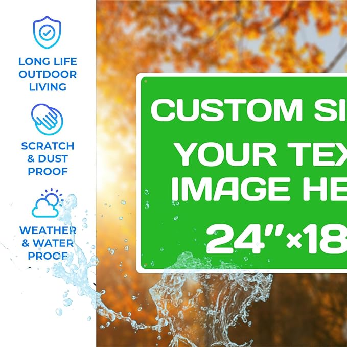 Personalized Aluminum Weatherproof Metal Sign - Multiple Sizes, Custom Text and Picture - Hazard, Garden, Custom Door Sign