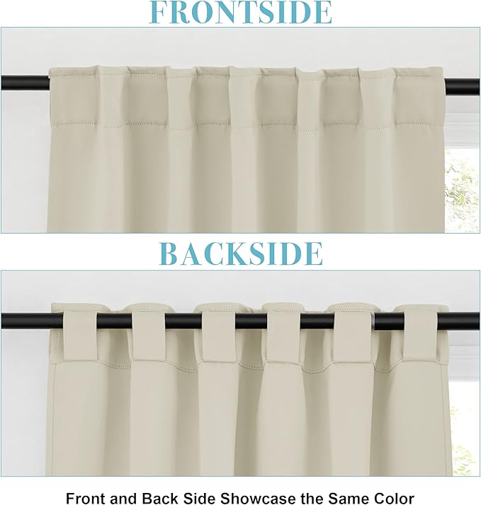 RYB HOME Small Window Curtains Blackout, Privacy Thermal Insulating Drapes for Bedroom Bathroom Basement Cafe Classroom Window Decor, W 34 x L 45 inches, Beige, 2 Panels
