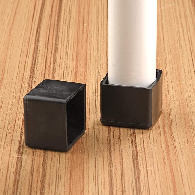 16 Pcs Black Square Anti-Slip Rubber Leg Tips Chair Leg Caps Furniture Floor Protectors Chair Table Bar Stool Leg Covers Furniture Leg Cube Feet 1.5 Inch x 1.5 Inch (38 x 38mm)