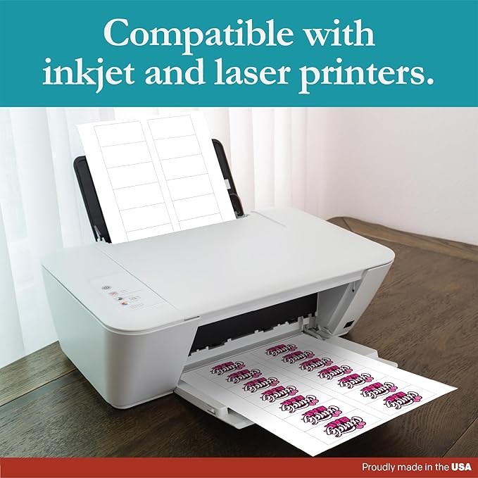 Premium Label Supply White Sticker Bottle Labels – 3" x 1.5" – Laser/Inkjet Compatible – (14 per Sheet), 100 Sheets – 1400 Total Adhesive Labels