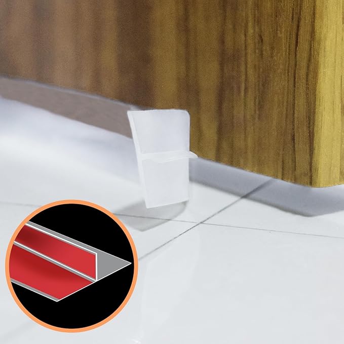 Orghtin T-Shaped Silicone Seal Strip, Clear Door Sealer Weather Stripping, 20Ft Door Draft Stopper